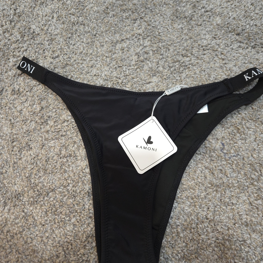 Black Women's Swim Bottom Kamoni Thong Swim Bottoms